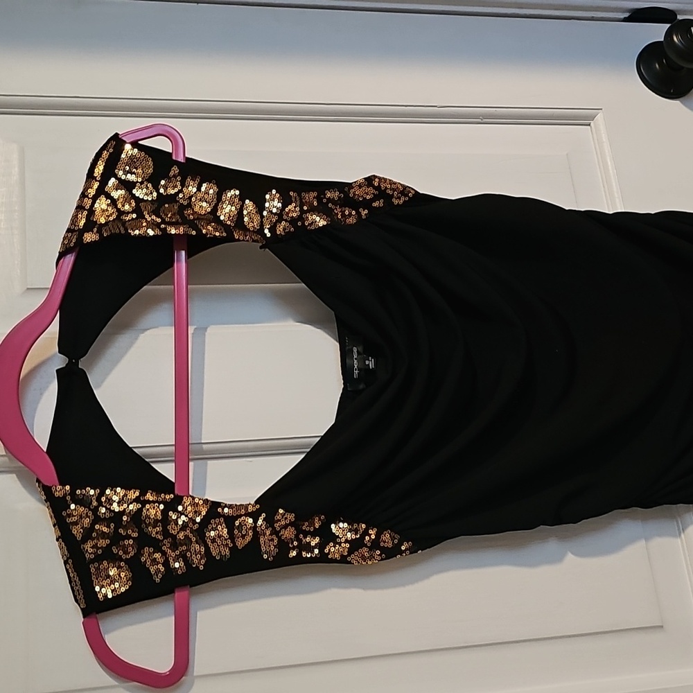 Spense Black Dress with Gold Accents - Picture 3 of 6